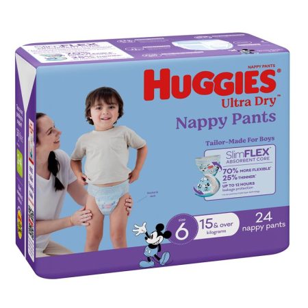 Huggies Ultra Dry Nappy Pants Size 6 15kg and Over Boy Pack of 24