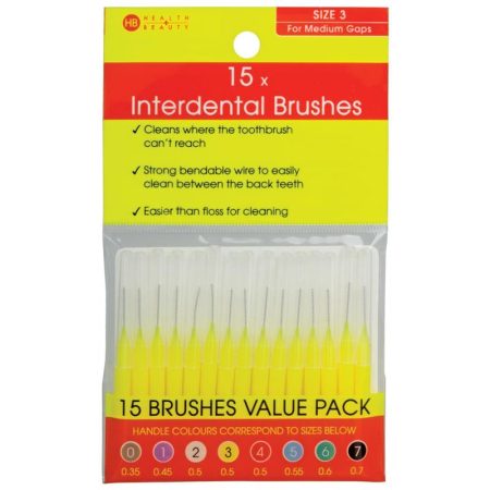 Health and Beauty Interdental Brushes 15 Pieces Size 3