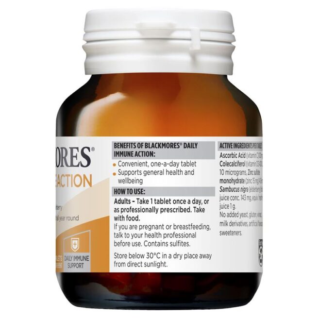Blackmores Daily Immune Action Vitamin C, D and Zinc 60 Tablets