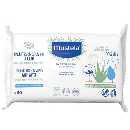 Mustela Organic Cotton Water Wipes 60 Pack