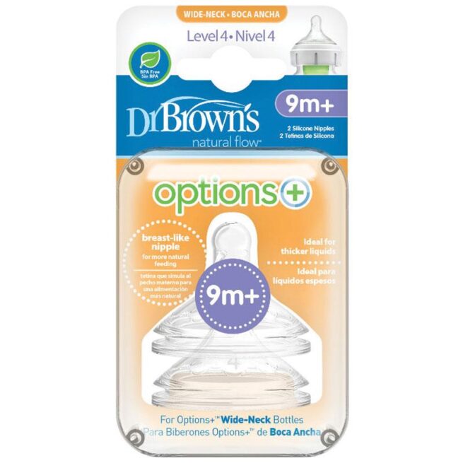 Dr Browns Wide Neck Teats Level 4 Pack of 2