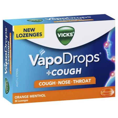 Vicks VapoDrops plus Cough Orange Menthol 36 Lozenges