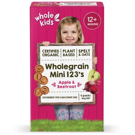 Whole Kids Organic Mini 123 Biscuits Apple and Beetroot 27.5g Pack of 4
