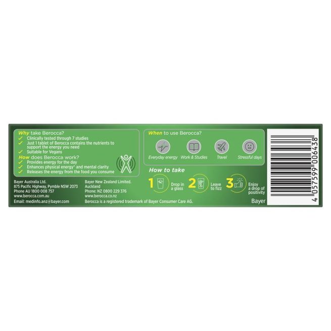 Berocca Energy Vitamin B and C Mango and Orange Flavour Effervescent Tablets Pack of 15