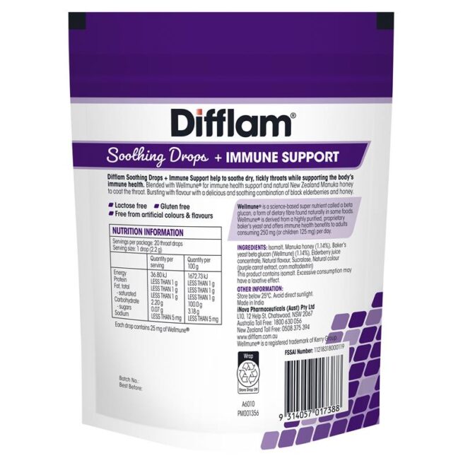 Difflam Soothing Drops Plus Immune Support Black Elderberry 20 Drops