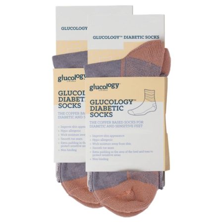 Glucology Copper Based Loose Top Classic Socks 2 Pairs Grey Small