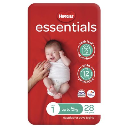 Huggies Essentials Size 1 Newborn up to 5kg 28 Nappies