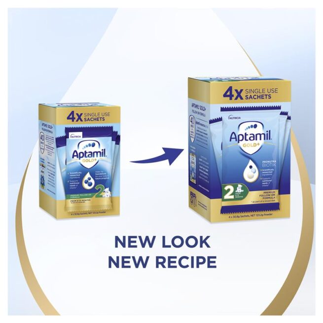 Aptamil Gold+ 2 Baby Follow-On Formula Powder Sachets From 6-12 Months 4 Pack 30.8g