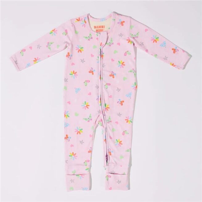 Bambi Mini Co. Wrigglesuit 0-3 Months Pink Festival Bloom