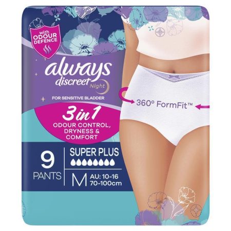 Always Discreet Night Underwear Medium Pants 9 Pack