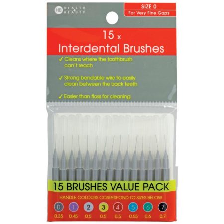 Health and Beauty Interdental Brushes 15 Pieces Size 0