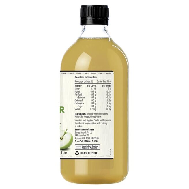 Barnes Naturals Organic Apple Cider Vinegar with the Mother 1000mL