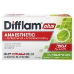 Difflam Plus Anaesthetic Sugar Free Pineapple and Lime 16 Lozenges