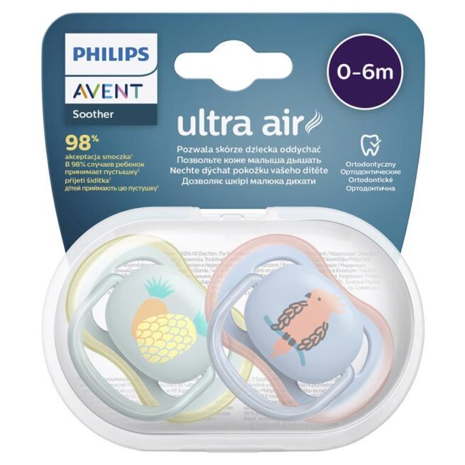 Avent Ultra Air Soother 0-6 Months Deco Mixed Pack of 2