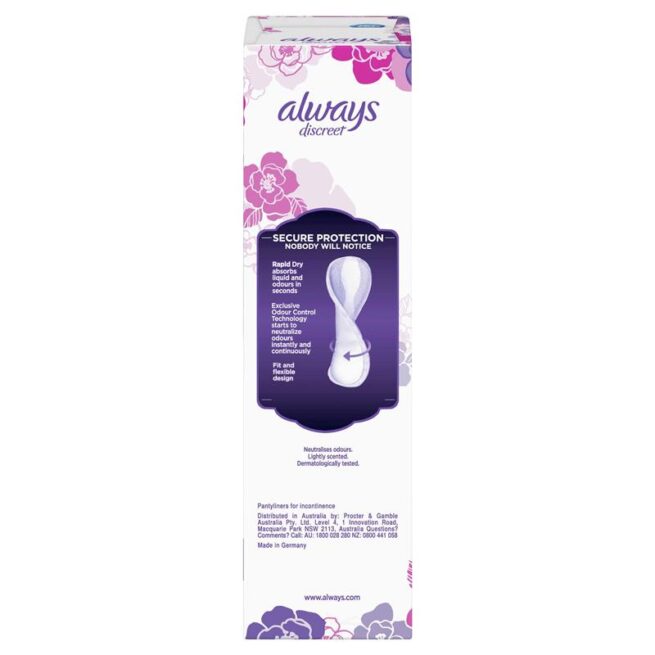 Always Discreet Liner Long Level 4 20 Pack for Bladder Leaks