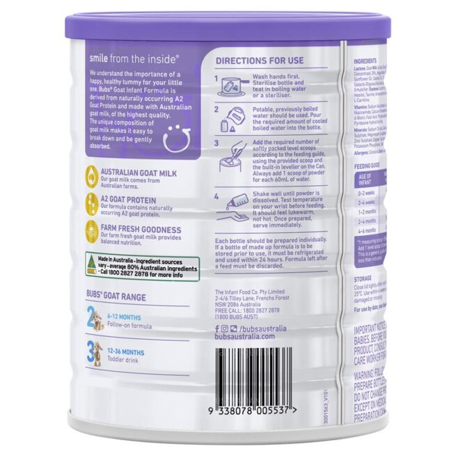 Bubs Goat Infant Formula 800g