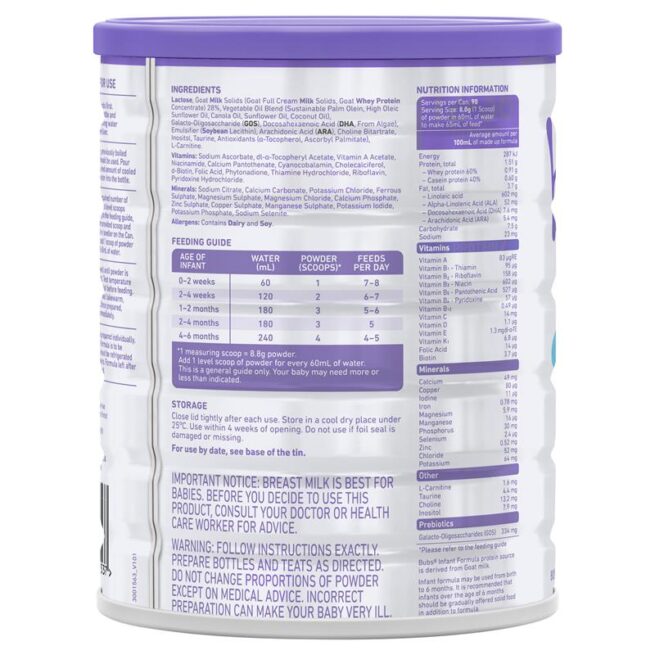 Bubs Goat Infant Formula 800g