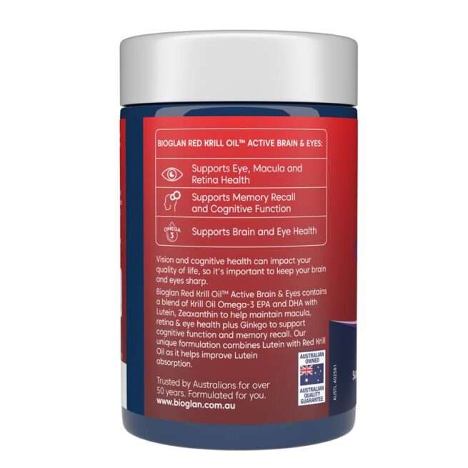 Bioglan Red Krill Oil Active Brain and Eyes 60 Capsules