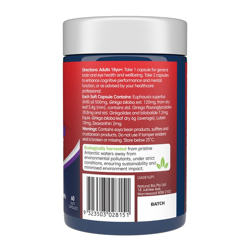 Bioglan Red Krill Oil Active Brain and Eyes 60 Capsules