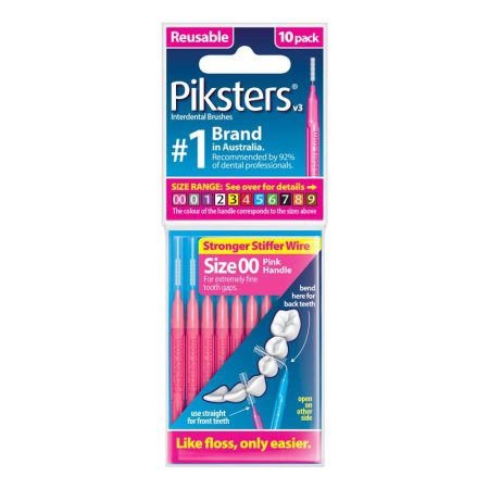 Piksters Interdental Brushes Size 00 Pink Pack of 10