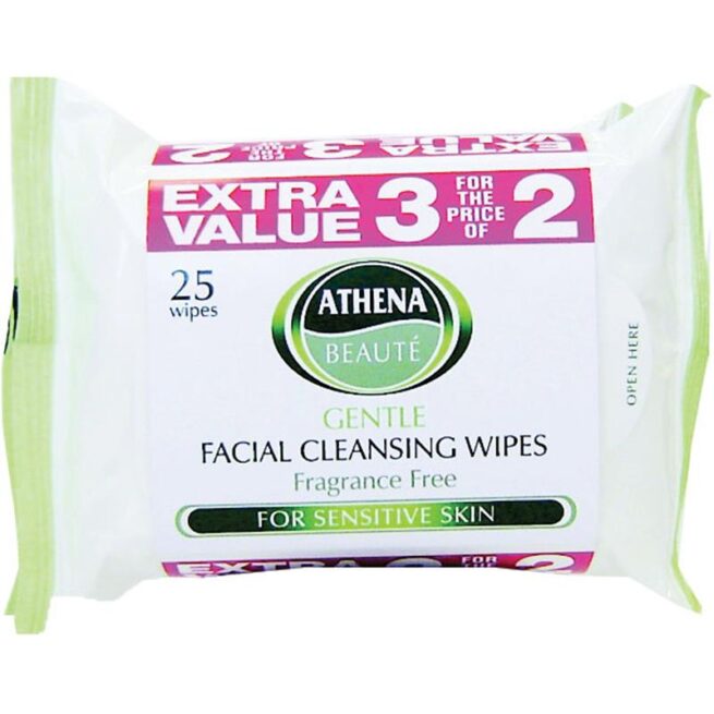 Athena Facial Wipes Sensitive Pack of 3