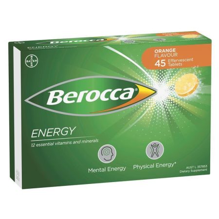 Berocca Energy Vitamin B and C Orange Flavour Effervescent Tablets Pack of 45