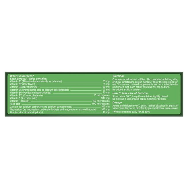 Berocca Energy Vitamin B and C Orange Flavour Effervescent Tablets Pack of 45
