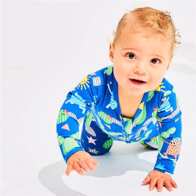 Bambi Mini Co. Wrigglesuit 12-18 Months (with Grippy Feet) Beaucoup Blue