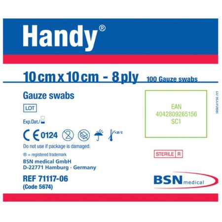 Handy Gauze Swabs 10cm x 10cm Sterile Pack of 100