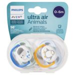 Avent Ultra Air Soother 0-6 Months Animals Pack of 2