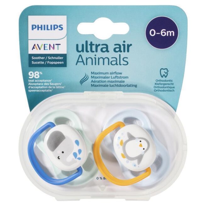Avent Ultra Air Soother 0-6 Months Animals Pack of 2