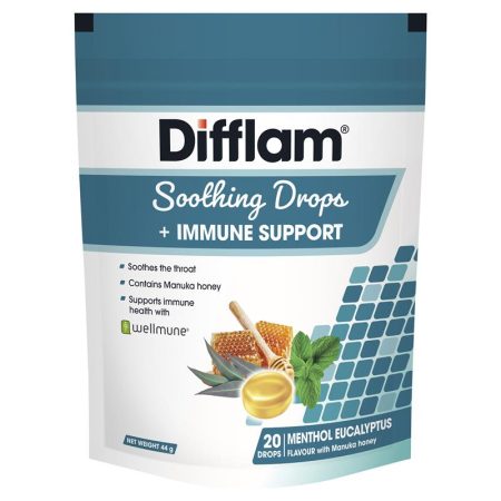 Difflam Soothing Drops Plus Immune Support Eucalyptus Menthol 20 Drops