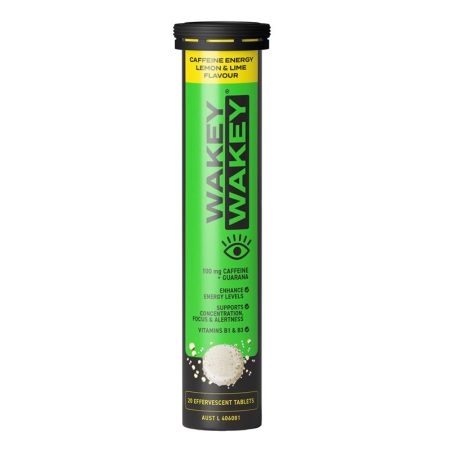 Wakey Wakey Caffeine Effervescent Lemon and Lime Flavour 20 Tablets