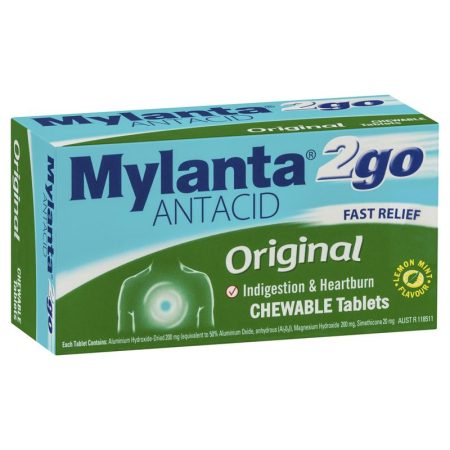 Mylanta 2Go Antacid Original Tablets Lemon Mint Pack of 100