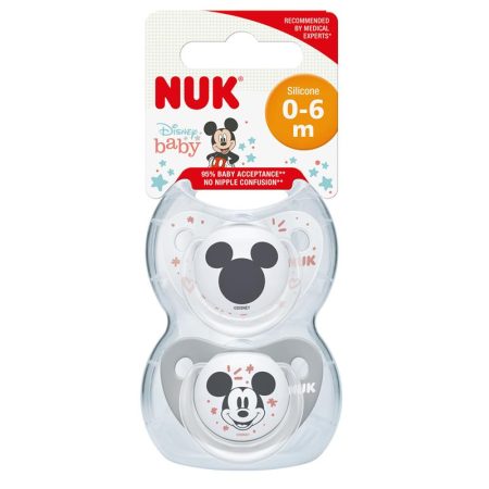 NUK Mickey Mouse Silicone Soother 0-6 Months Pack of 2