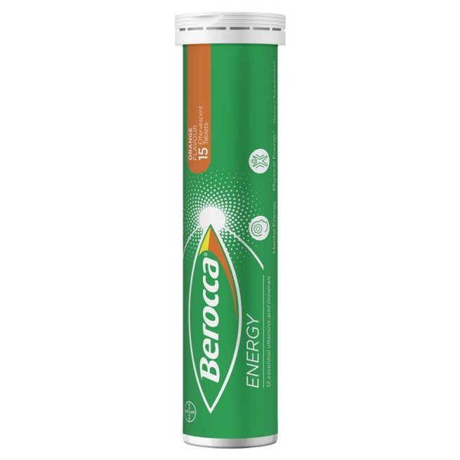 Berocca Energy Vitamin B and C Orange Flavour Effervescent Tablets 60 Pack Exclusive Size