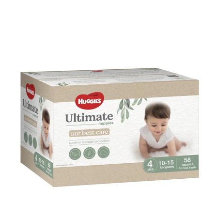 Huggies Ultimate Nappies Size 4 10-15kg Jumbo Pack of 58