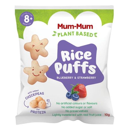 Mum-Mum Plant Based Rice Puffs Blueberry and Strawberry 10g