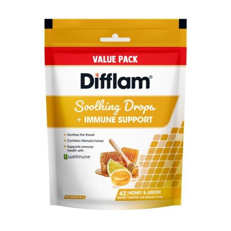 Difflam Soothing Drops Plus Immune Support Honey and Lemon 42 Drops