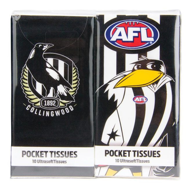AFL Mascot Pocket Tissues Collingwood Pack of 4