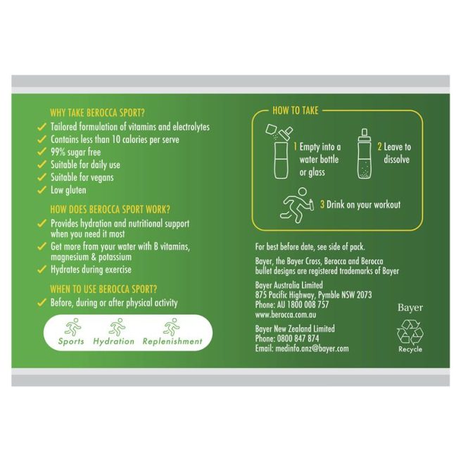 Berocca Sport B Vitamins and Electrolytes Orange Flavour 14 Powder Sachets