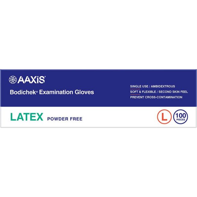 Bodichek Latex Disposable Gloves Powder Free Large Pack of 100