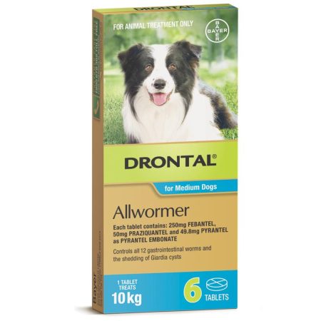 Drontal for Medium Dogs 10kg Allwormer 6 Tablets