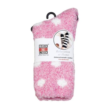 Adults Bed Socks Twinkle Dots Pink and White