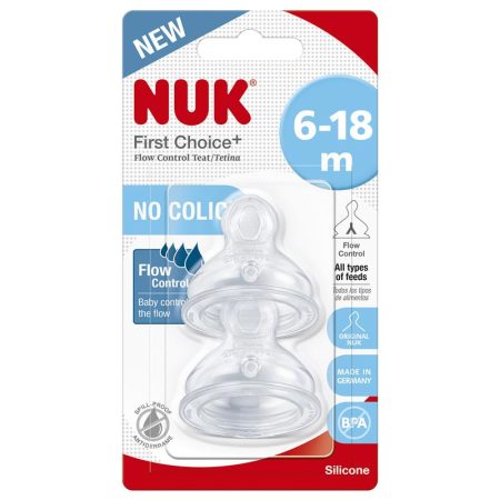 NUK First Choice+ 6-18 Months Flow Control Teat Pack of 2
