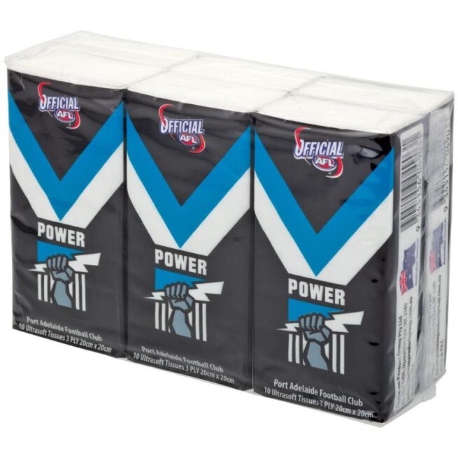 AFL Pocket Tissues Port Adelaide Power Pack of 6