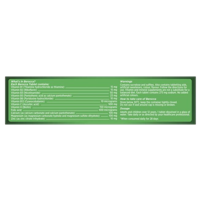 Berocca Energy Vitamin B and C Orange Flavour Effervescent Tablets Pack of 30