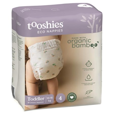 tooshies Nappies With Organic Bamboo Size 4 Toddler 10-15kg Pack of 18