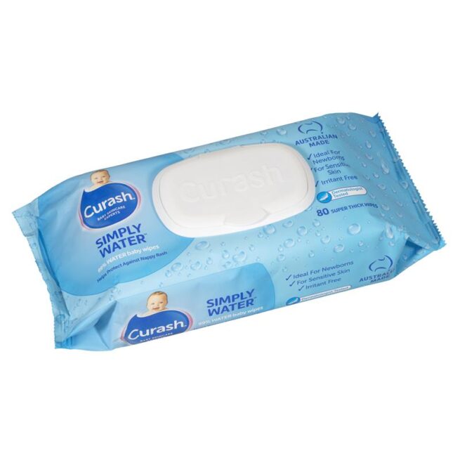 Curash Simply Water Wipes Pack of 80