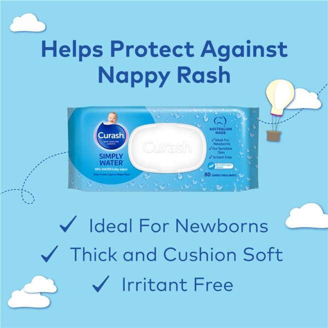 Curash Simply Water Wipes Pack of 80